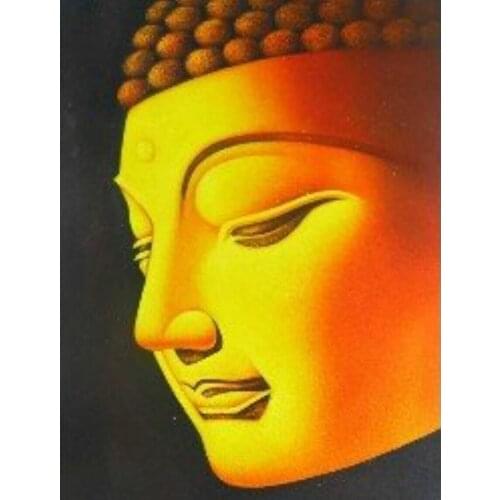 Oil Painting 24"X36" Asian Buddha Zen Golden Face Guaranteed