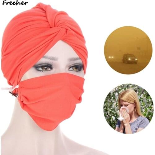Muslim Caps Women Turban Hats With Button Bandanas Scarf Solid Hair Hats Twisted Headscarves Head Wrap Elastic India Hat