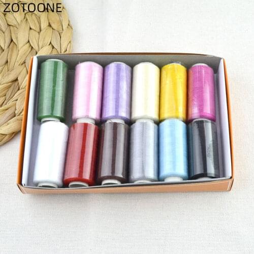 12roll/lot Mixed Color Polyester Sewing Thread Box Set 400 Yards DIY Sewing Kit for Hand Machine Needles Set Sewing Tools Kit G