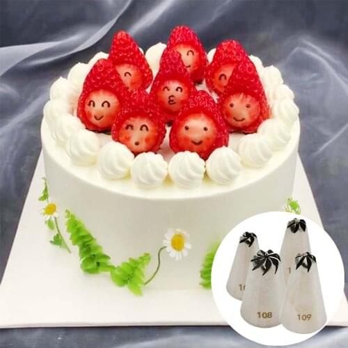 4pcs / set Russian Icing Piping Nozzle Tube Cupcake Cake Decorating Tips Nozzle Sugarcraft Pastry Tip Rose Flowe Tools Bakeware