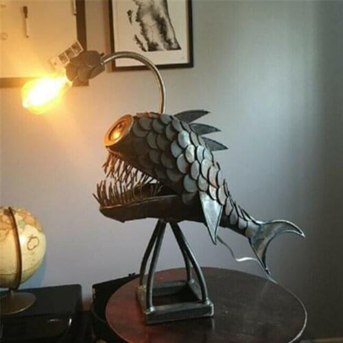 Table Lamp Angler Fish Light with Flexible Lamp Head Artistic Table Lamps for Bar Cafe Art Ornaments