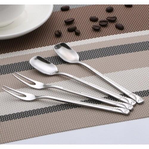 Stainless Steel Fruit Fork, Dessert Fork, French Golf Fruit Fork Coffee Spoons Mini Spoons Mini Tea Spoons Honey Dipper