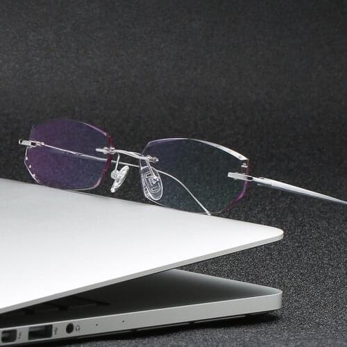 ZIROSAT 9037 Pure Titanium Rimless Men Eyeglasses Frame Fashion Brand Designer Myopia Clear Optical Prescription Eyewear Frame