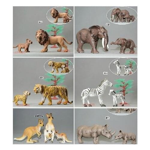 Wholesale and retail toy model Animas wildlife tiger lion zebra elephant rhino Kangaroo mother very good quality