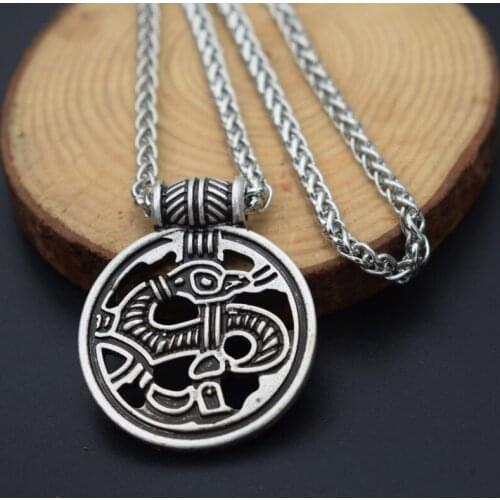 Norse Viking Dragon Necklace Celt Animal Pendant Long chain Choker