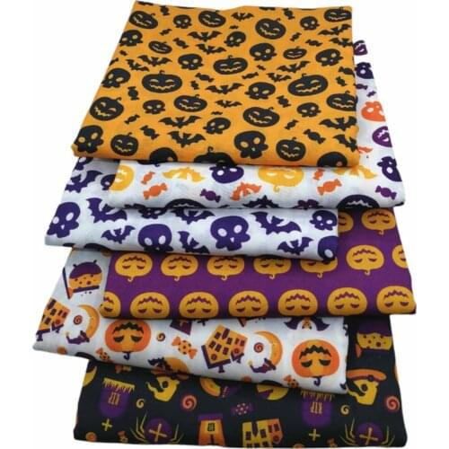 25X25cm Halloween Christmas Polyester Cotton Fabric Used For Organizing Sewing Quilted Fabric Needlework Material DIY