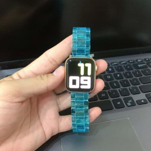 Resin strap for apple watch 4 band 42mm 38mm correa stainless steel bracelet for iwatch SE/6/5/4 44mm 40mm watchband accessories