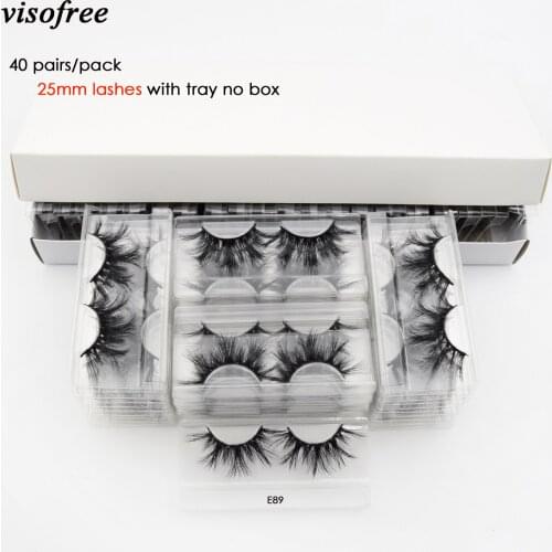 40pairs Visofree Eyelashes 3D Mink Lashes with Tray No Box 25MM Lashes Mink Eyelashes Dramatic Volume Thick False Eyelashes E89