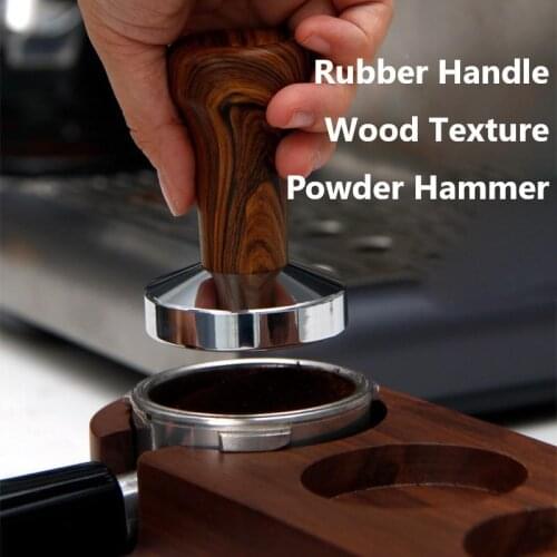 Rubber Handle Wood Grain Press Powder Hammer Cloth Powder Filler Espresso Maker Supporting Appliance
