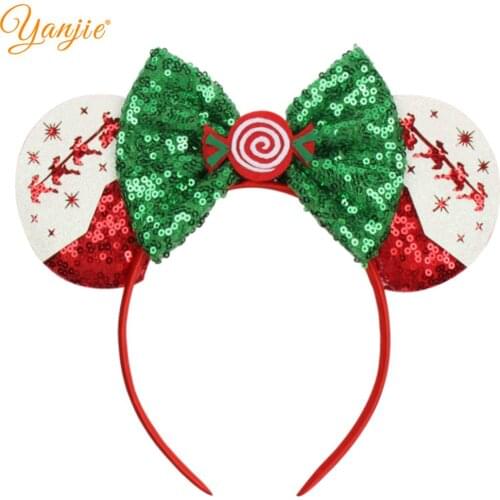 2020 Christmas Festival Sequins Mouse Ears Women&Girl Hairband Handmade DIY Hair Accessories Hair Bow Headband Headwear
