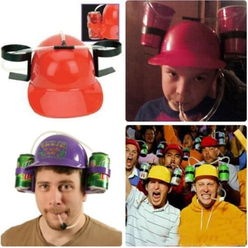 Beverage Helmet Lazy Handfree Drinking Straws Drinking Beer Cola Coke Soda Miner Hat Holder Cap Cool Unique Birthday Party Props