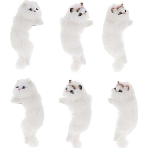 Cute Plush Cat Art Ornaments Figurine Home Desk TV Hanging Toys Simulation Cat Figure Statue Home Decoration