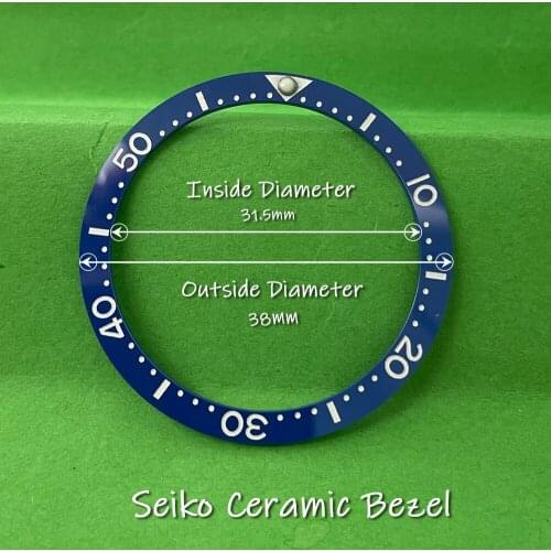 Seiko Drivers Watch Blue Ceramic Bezel 38*31.5mm Luminous Pop12 O'Clock Suit for SK007 SK009 Mens Watch Parts Replacements