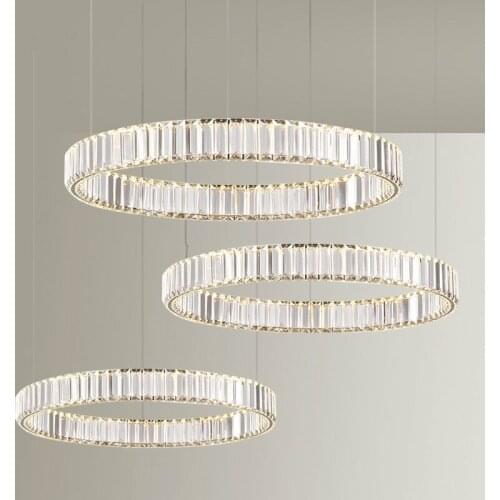 Modern Luxury Ring Crystal Chandelier Lighting Large Stair LED Pendant Lamp Home Decoration Fixtures Shipping UPS