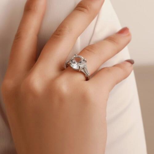 6 Sizes Bling Starry Crystal Claw Zirconia Silver Plated Welding Rings for Women