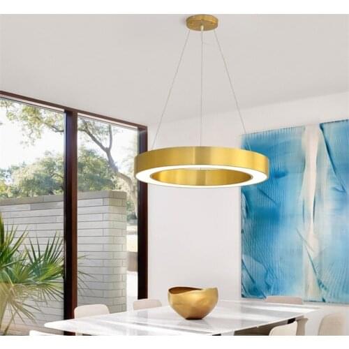 Postmodern living room dining room Led chandelier hotel lobby round ring acrylic Led lamp designer creative lighting luminaires