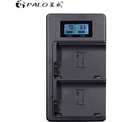 PALO EN-EL15 LCD Display Rechargeable Li-ion Battery Charger comes with USB for Nikon V1 D600 D610 D750 D800 D810 D7000 D7200