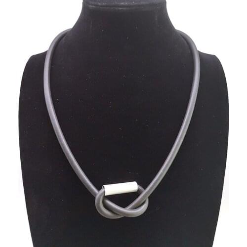 YD&YDBZ Black Leather Rope Metal Matching Necklace For Women Simple Cross Sweater Chain Choker Womens Clothes Decoration Gift