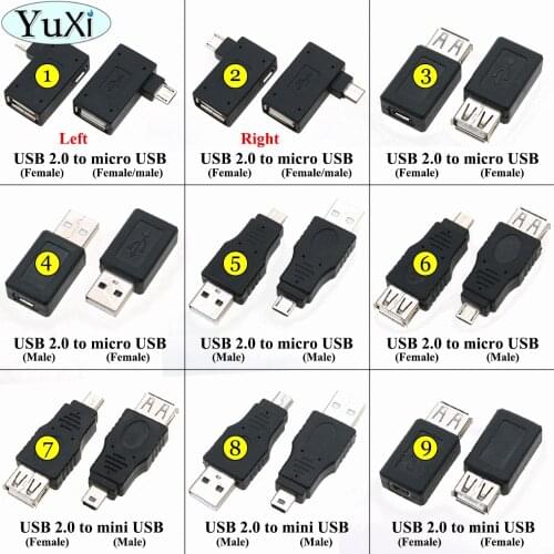 YuXi Black OTG 5pin F/M Mini USB Micro USB Adapter Converter Male to Female Adapter USB 2.0 Gadgets Phone Converter