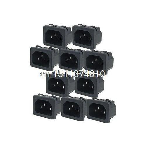 Repair Part Black C14 Power Adapter AC 10A 250V Connector 10 Pcs