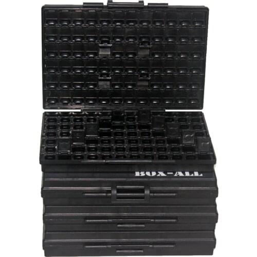 AideTek 4BOX- ESD Safe SMD IC Box W/144 Bins Anti-statics SMD SMT Organizer Transistor Diode plastic part box labels 4BOXALLAS