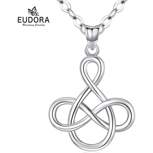 EUDORA New Celtics Knot Pendant Necklaces with 18 Inch Chian For Women Birthday Party Gift Good Luck Fine Jewelry with Box T01