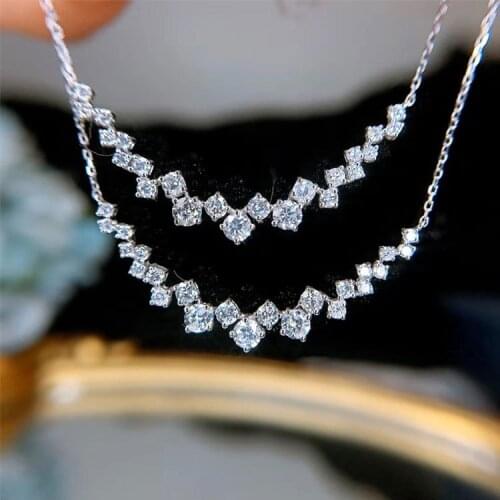 Cute Smile Zircon Stone Pendant Silver Color Long Chain Statement Necklace for Women Fashion Jewelry Choker