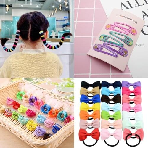 1Set Girls Cute Cartoon Hair Clip Sweet Hairpin Headwear Headband Rubber Band Fashion Bow Hair Accessories for Children Women