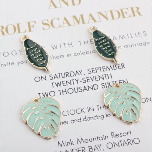 10PCS Wholesale Leaves Floating Enamel Zinc Alloy Charm DIY Bracelet Necklace Jewelry Accessory Female DIY Craft Dangle Charms