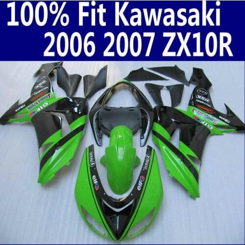 100% fit for Kawasaki fairings Ninja ZX 10R 2006 2007 green black ABS fairing kit ZX10R 06 07 HJ22 +7 gifts