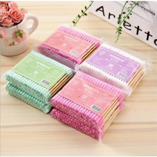 100pcs Cotton Swab Health Makeup Cosmetics Ear Clean Cotton Swab Stick Buds Tip Swab 120pack