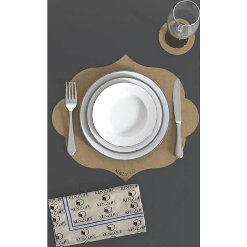 12pcs/set Solid Design Placemats With Coaster Non Slip Table Mats Kitchen Wood Mdf Accessories Home Pad Coaster Dining Table