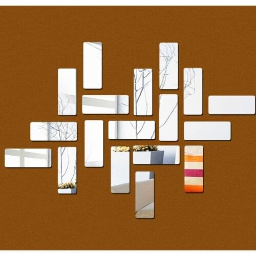 18 pcs of Pack) Brick Shape Acrylic Mirror Wall Sticker Creative 3D Mirror Wall Sticker For Home Decorations Accessorie