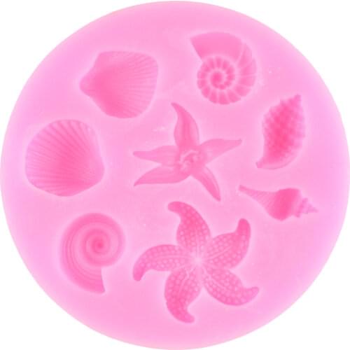 3D Sea Animals Silicone Mold Conch Starfish Shell Cupcake Fondant Molds Cake Decorating Chocolate Candy Polymer Clay Soap Moulds