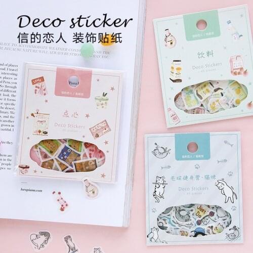 45pcs/pack Kawaii Paper Stationery Sticker Set Cute Animal Scrapbooking Diary Album Diy Craft Planner Decorative Label Sticker