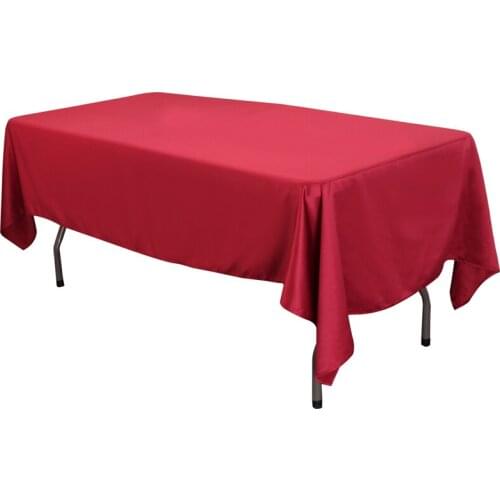 5pcs/lot High Quality Satin Wine Red Rectangular Tablecloth Wedding Decoration Table Cloth For Party Wedding Banquet Home Decor