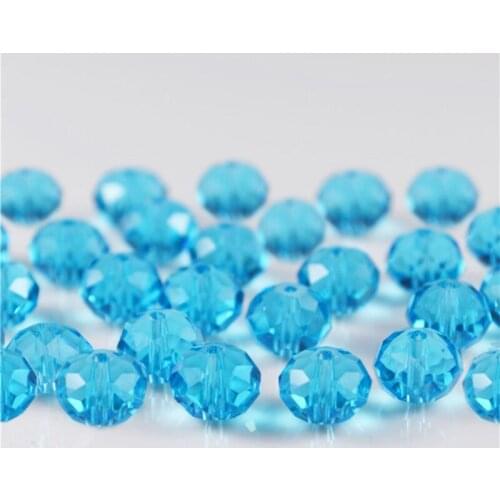 4 6 8mm Austria Lake Blue Faceted Rondelle Glass Beads Diy Jewelry Making Accessories Crystal Spacer Beads Wholesale