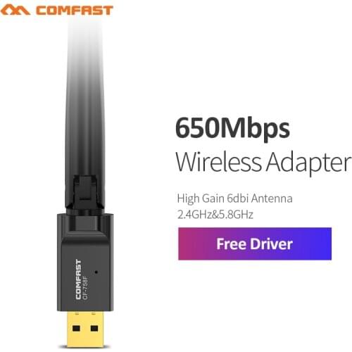 650Mbps Free driver Wireless Network Card AC Dual Band 2.4G / 5.G USB Wifi Antenna 6dbi Dongle 802.11ac Wireless wifi Receiver