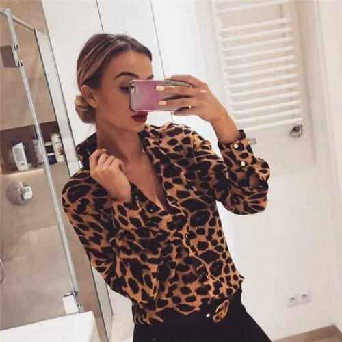 Fashion Sexy Snake Skin Leopard Print Blouse Women Elegant V-Neck Loose Long Sleeve Shirts Tops Casual Streetwear