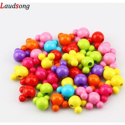 30pcs Mixed Color Acrylic Mickey Beads Loose Spacer Beads For Jewelry Making DIY Necklace Baby Pacifier Clips Accessories 15mm