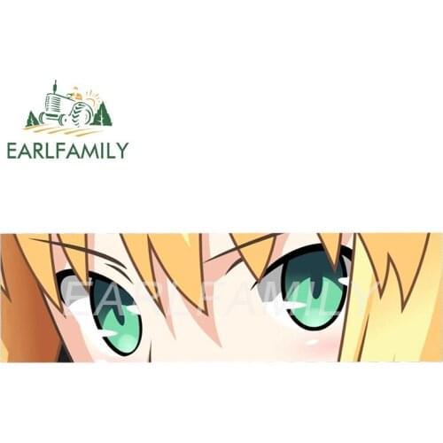EARLFAMILY 15cm x 4.5cm Cartoon Car Sticker for Saber Peek Eye Slap Decal JDM Auto Helmet Motorcycle Stickers Cartoon Girl Eyes