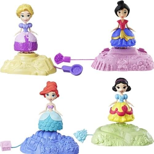 Hasbro Anime Figures Snow White Tangled Ariel Princess Mulan Magical Movers Mini Character Play House Toys Girls Gifts