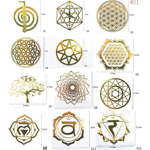JF009 12 Pcs Flower Life Tree Chakra Energy Tower Orgonite Sacred Geometric Copper For Epoxy Resin Material Jewelry Making