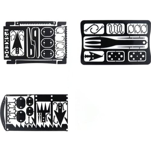 1PC Outdoor EDC Stainless Steel Fishing Hook Card Portable Fishing Hunting Multifunction Tool Card EDC Camping Survival Card
