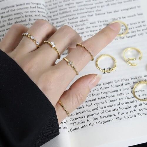 10pcs Star Moon Fashion Ring Set Diamond Pearl Bohemian Punk Metal Ring Gothic Jewelry Woman Gift 2021 New Hot Sale