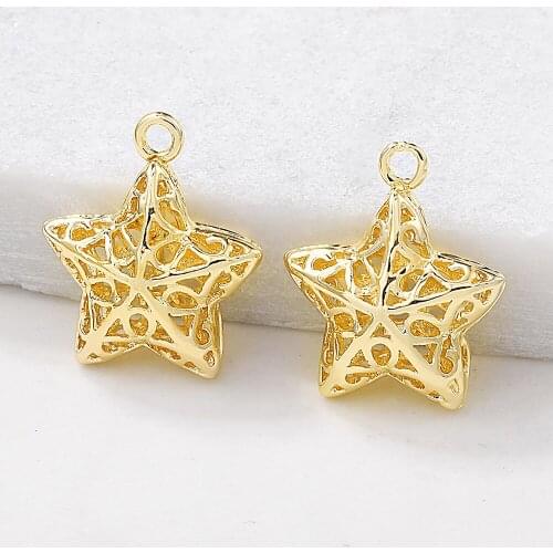 DIY Ornament Material Golden Hollow Pentagram Pendant Handmade Bracelet Metal Necklace Pendant jewellery making