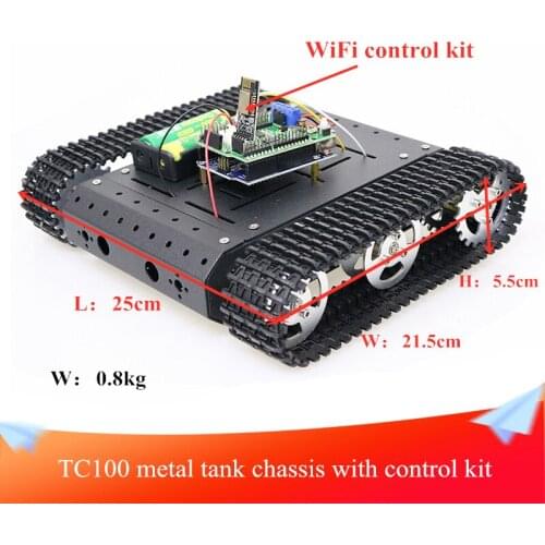 TC100 Metal Tank Chassis Aluminum Alloy Frame with WiFi/Bluetooth/Handle Control Kit Excellent Performance DIY Maker Learning