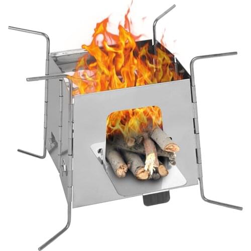 Mini Wood Burning Stove with Storage Bag Stainless Steel Stove for Outdoor Camping Backpacking Picnic BBQ Hiking Survival