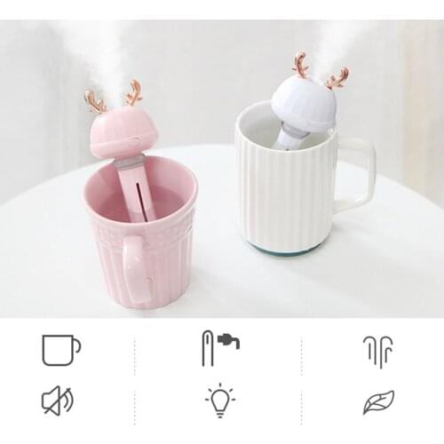 Mini USB Portable Water Bottle Cap Air Humidifier LED Light for Home Office Car