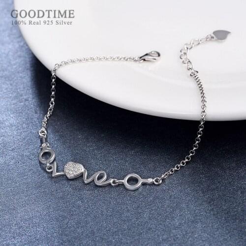 Fashion Women Bracelet 925 Sterling Silver Bracelets LOVE Zircon Jewelry Charm Gift For Girl Party Dress Up
